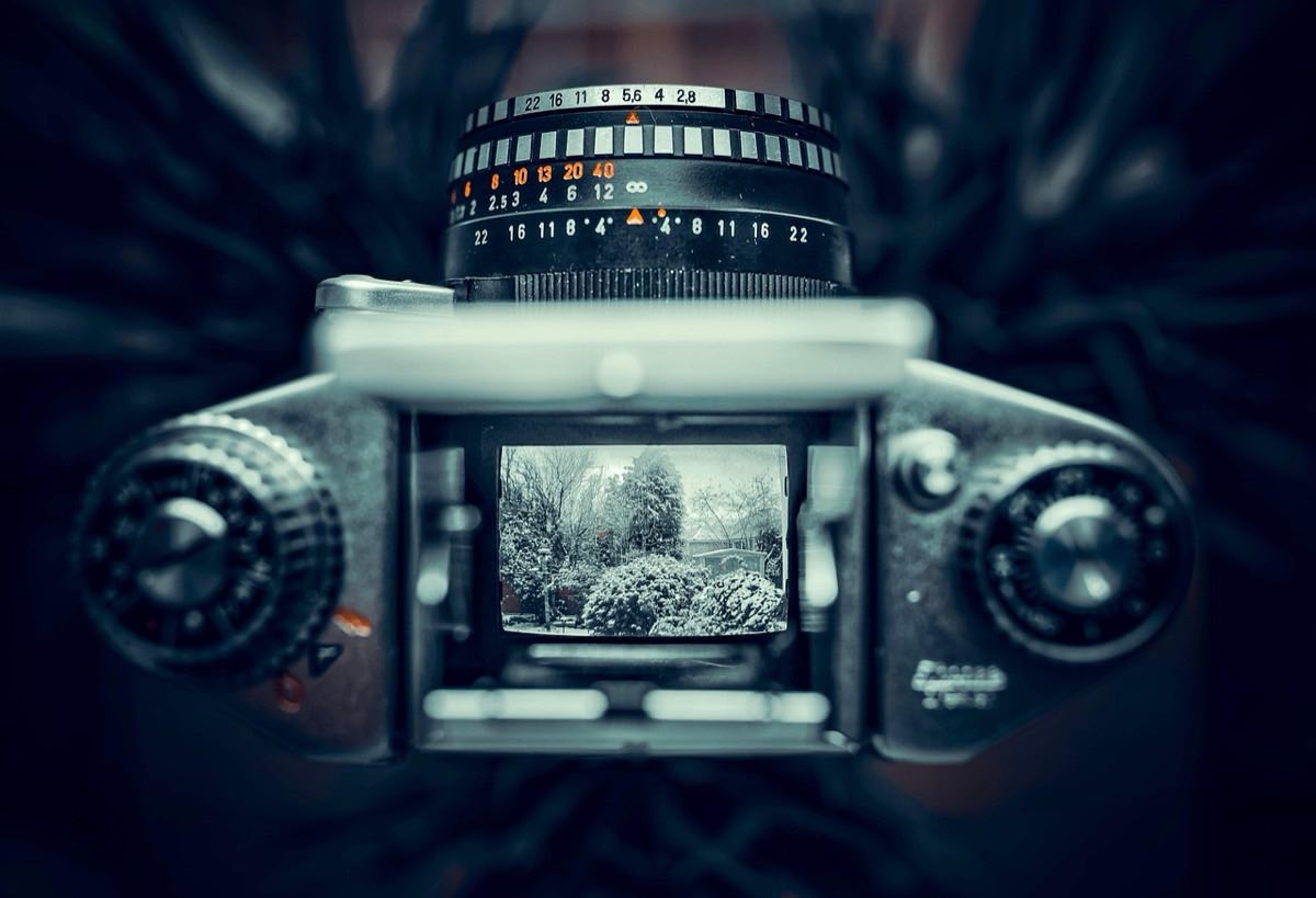 vintage camera, camera, viewfinder, winter