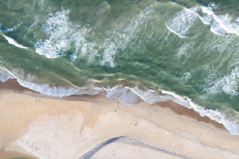 beach, aerial, wave, view