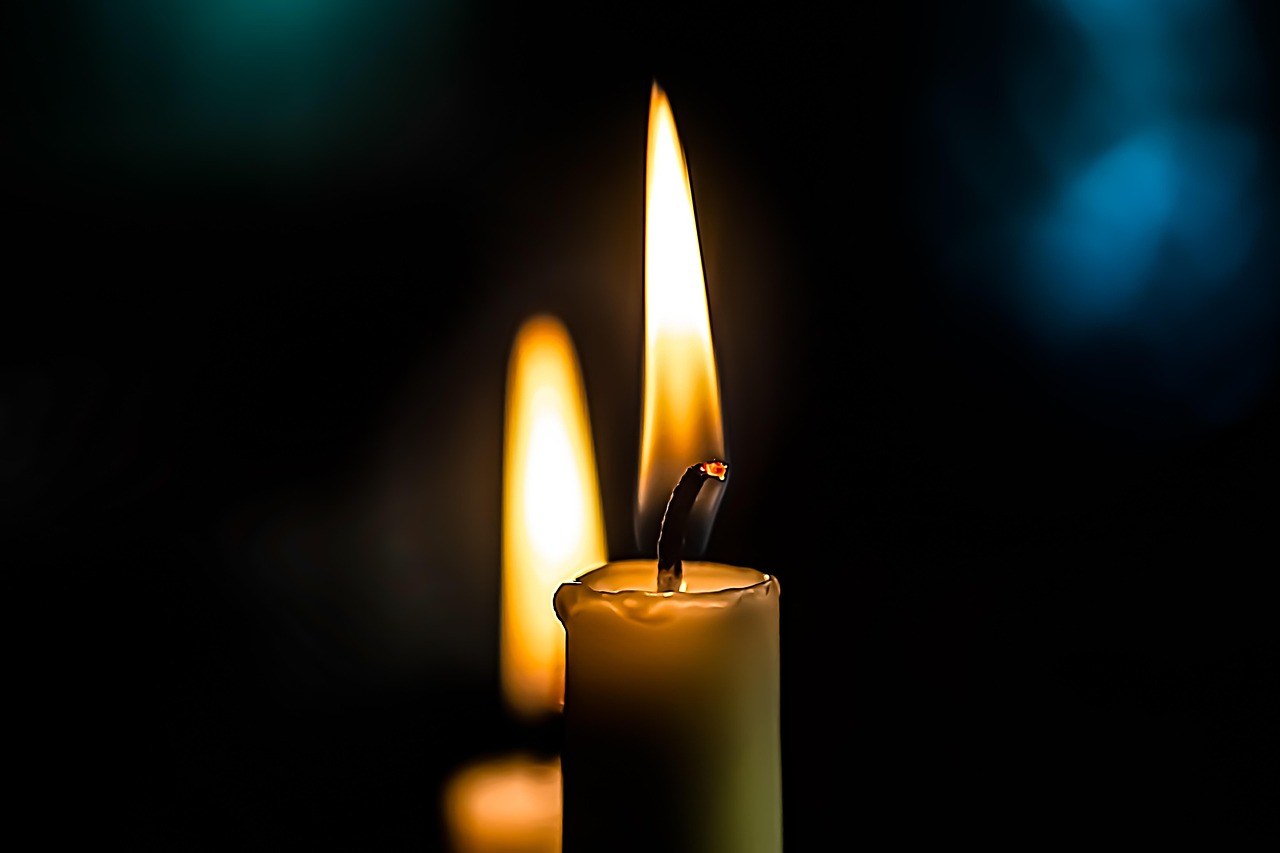 burning candles, candlestick, night, flickering candles
