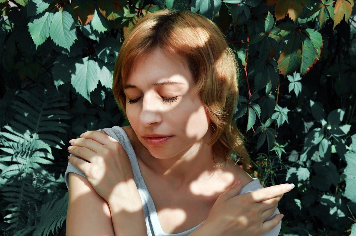 girl, clouds, shadow, portrait