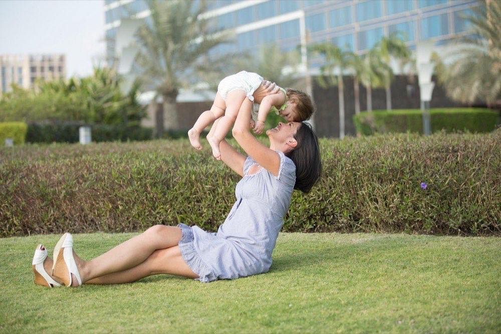mother, daughter, family, park