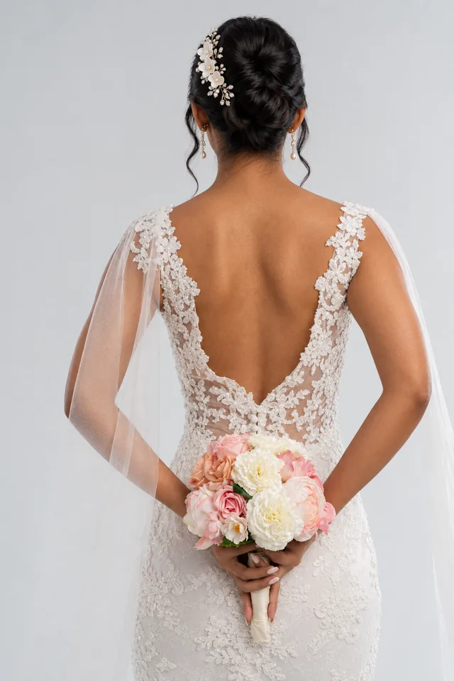 Muestra de poses de Poses de Boda: Novia sentada y de espaldas
