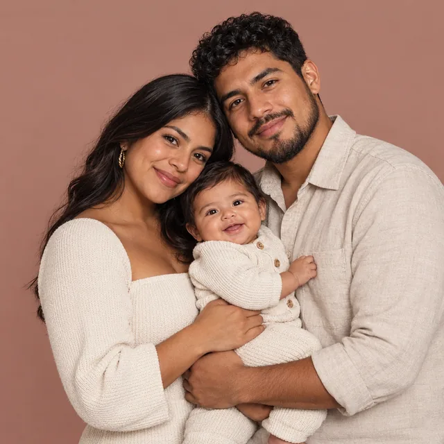 Muestra de poses de Poses de Maternidad: Bebé · Con mamá y papá