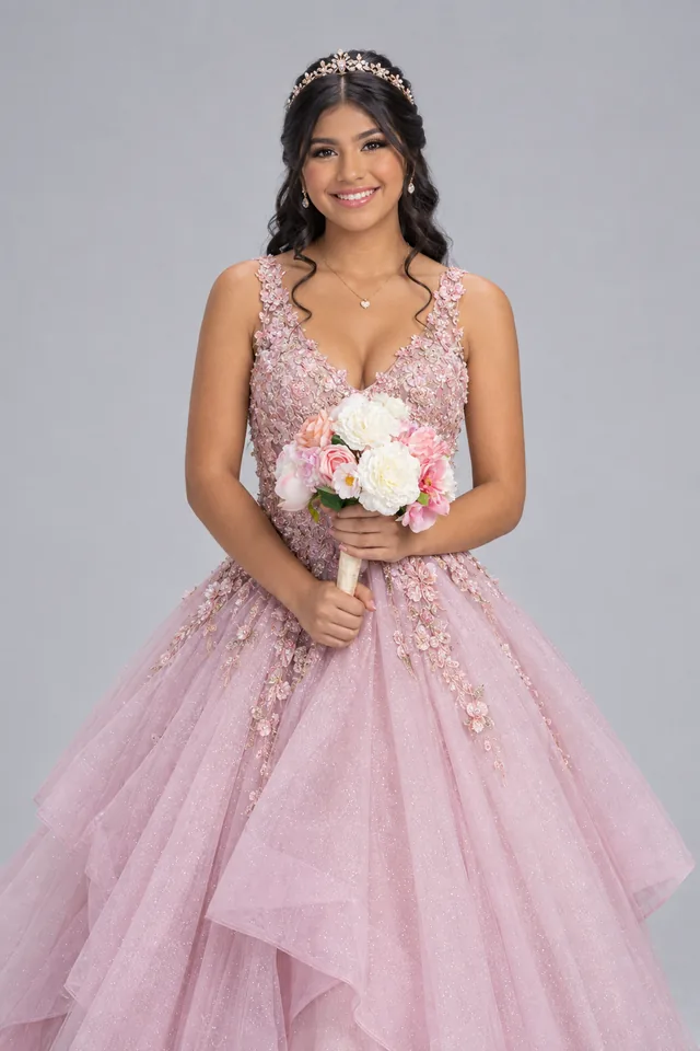 Muestra de poses de Poses de Quinceañera: De pie con vestido